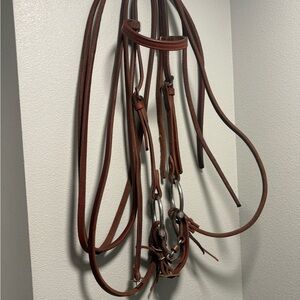 Amish Harness Leather Horse Bridle with pro choice bit and pro choice 7’ splits